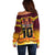 Custom PNG Port Moresby Vipers Rugby Off Shoulder Sweater Fire Vipers Mix PNG Bird Polynesian Tattoo LT03 - Polynesian Pride