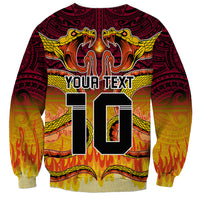 Custom PNG Port Moresby Vipers Rugby Sweatshirt Fire Vipers Mix PNG Bird Polynesian Tattoo LT03 - Polynesian Pride