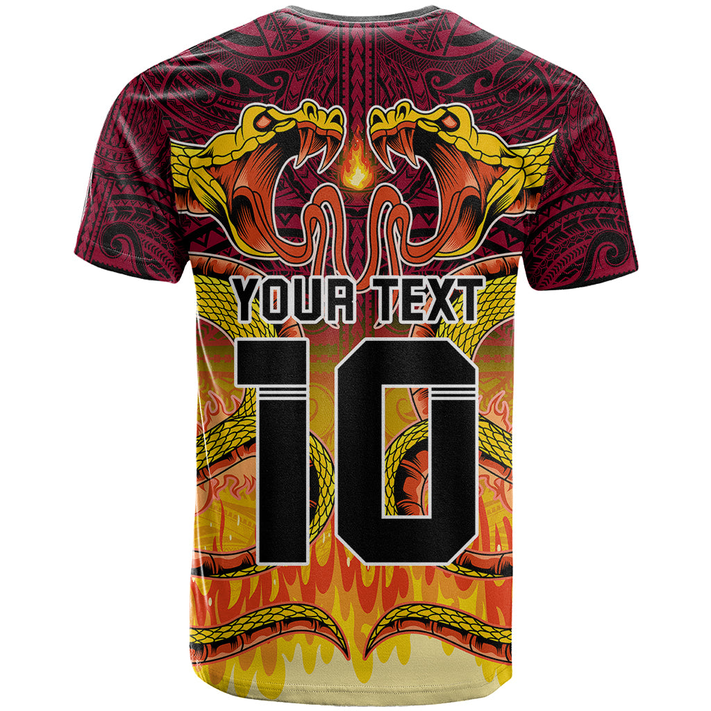 Custom PNG Port Moresby Vipers Rugby T Shirt Fire Vipers Mix PNG Bird Polynesian Tattoo LT03 - Polynesian Pride
