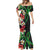 Hawaiian Tropical Flowers and Maile Pikake Mermaid Dress Polynesian Tribal Pattern Black Color