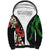 Hawaiian Tropical Flowers and Maile Pikake Sherpa Hoodie Polynesian Tribal Pattern Black Color