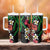 Hawaiian Tropical Flowers and Maile Pikake Tumbler With Handle Polynesian Tribal Pattern Black Color
