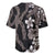 Hawaiian Tropical Flowers and Maile Pikake Baseball Jersey Polynesian Tribal Pattern Grayscale Mode