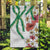 Hawaiian Tropical Flowers and Maile Pikake Garden Flag Polynesian Tribal Pattern White Color