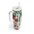 Hawaiian Tropical Flowers and Maile Pikake Tumbler With Handle Polynesian Tribal Pattern White Color