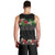 Hawaiian Tropical Flowers and Tribal Polynesian Tattoo Men Tank Top Black Color