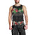 Hawaiian Tropical Flowers and Tribal Polynesian Tattoo Men Tank Top Black Color