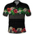 Hawaiian Tropical Flowers and Tribal Polynesian Tattoo Polo Shirt Black Color