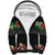 Hawaiian Tropical Flowers and Tribal Polynesian Tattoo Sherpa Hoodie Black Color