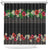 Hawaiian Tropical Flowers and Tribal Polynesian Tattoo Shower Curtain Black Color