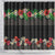 Hawaiian Tropical Flowers and Tribal Polynesian Tattoo Shower Curtain Black Color