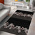 Hawaiian Tropical Flowers and Tribal Polynesian Tattoo Area Rug Grayscale Mode