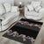 Hawaiian Tropical Flowers and Tribal Polynesian Tattoo Area Rug Grayscale Mode