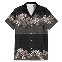 Hawaiian Tropical Flowers and Tribal Polynesian Tattoo Family Matching Mermaid Dress and Hawaiian Shirt Grayscale Mode