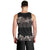 Hawaiian Tropical Flowers and Tribal Polynesian Tattoo Men Tank Top Grayscale Mode