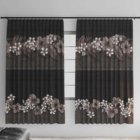 Hawaiian Tropical Flowers and Tribal Polynesian Tattoo Window Curtain Grayscale Mode