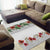 Hawaiian Tropical Flowers and Tribal Polynesian Tattoo Area Rug White Color