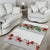 Hawaiian Tropical Flowers and Tribal Polynesian Tattoo Area Rug White Color