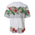 Hawaiian Tropical Flowers and Tribal Polynesian Tattoo Baseball Jersey White Color