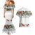 Hawaiian Tropical Flowers and Tribal Polynesian Tattoo Couples Matching Mermaid Dress and Hawaiian Shirt White Color