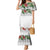 Hawaiian Tropical Flowers and Tribal Polynesian Tattoo Mermaid Dress White Color