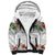 Hawaiian Tropical Flowers and Tribal Polynesian Tattoo Sherpa Hoodie White Color