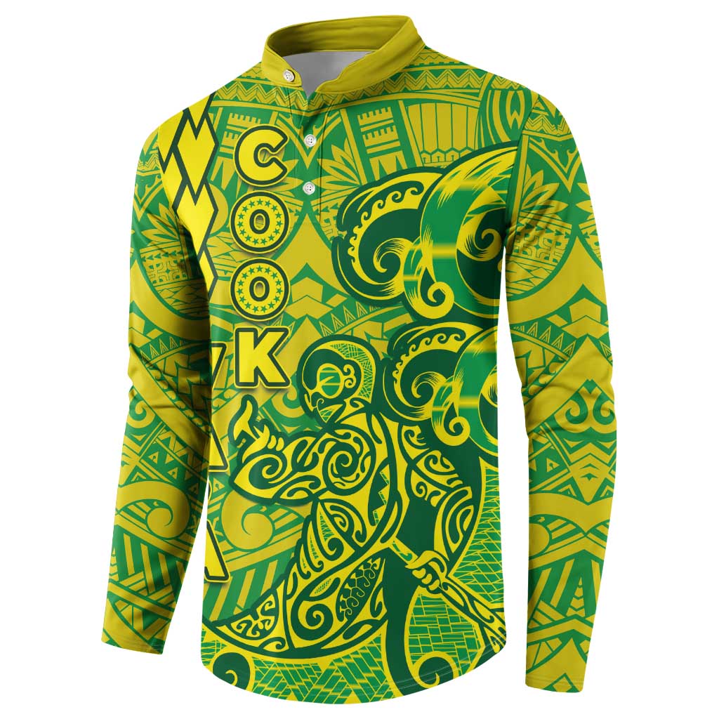 Cook Islands Va'a Polynesian Art Tattoo Button Sweatshirt National Color LT03 - Polynesian Pride