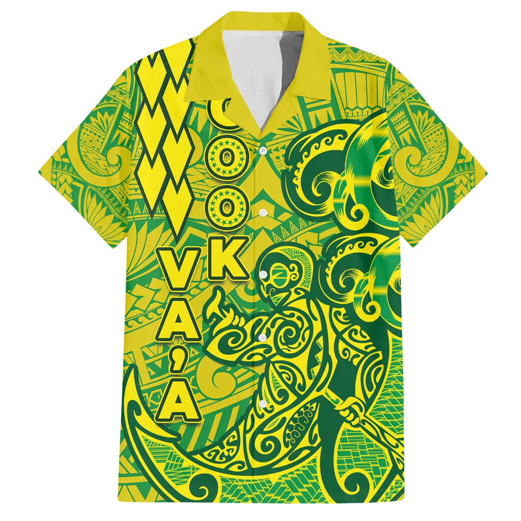Cook Islands Vaa Polynesian Art Tattoo Family Matching Puletasi and Hawaiian Shirt National Color