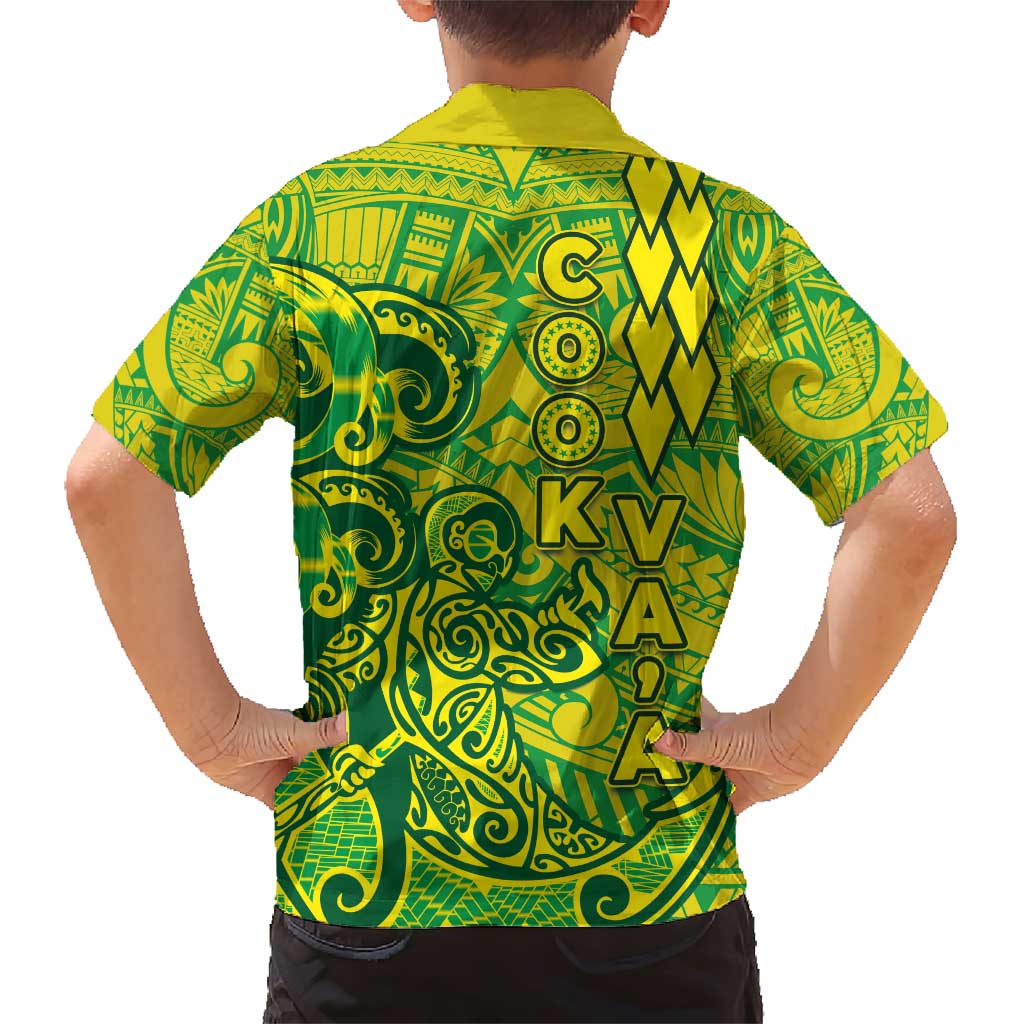 Cook Islands Va'a Polynesian Art Tattoo Family Matching Short Sleeve Bodycon Dress and Hawaiian Shirt National Color LT03 - Polynesian Pride