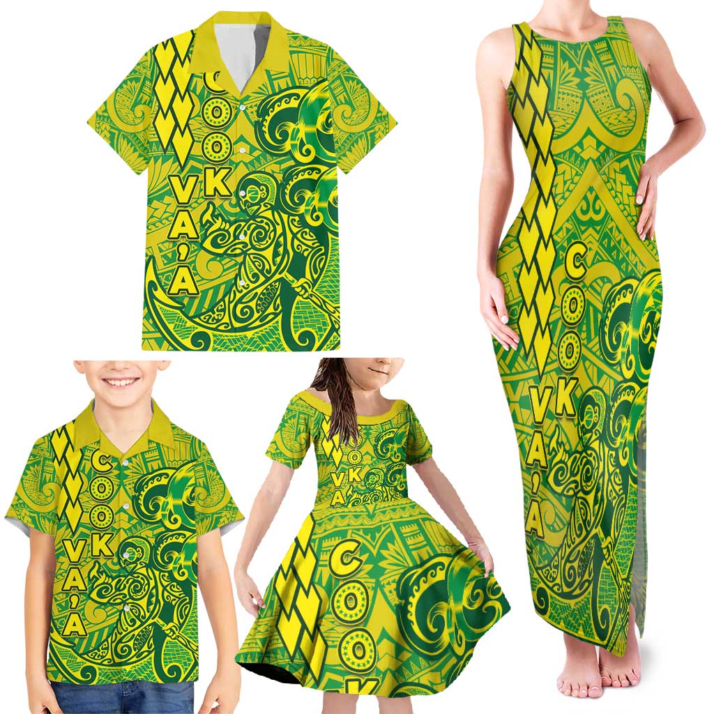 Cook Islands Va'a Polynesian Art Tattoo Family Matching Tank Maxi Dress and Hawaiian Shirt National Color LT03 - Polynesian Pride
