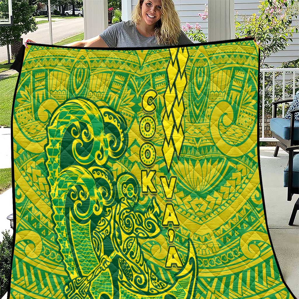 Cook Islands Va'a Polynesian Art Tattoo Quilt National Color LT03 Green - Yellow - Polynesian Pride