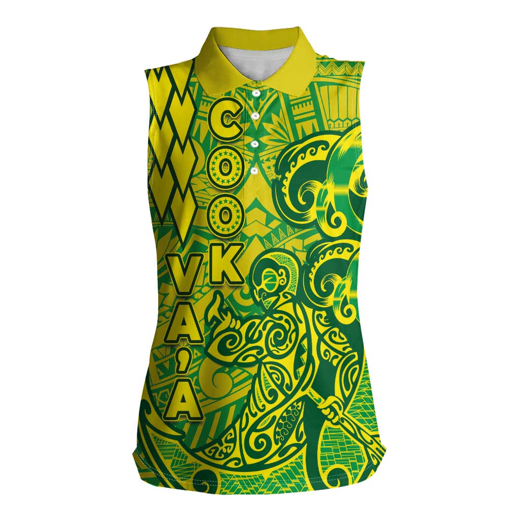 Cook Islands Vaa Polynesian Art Tattoo Women Sleeveless Polo Shirt National Color