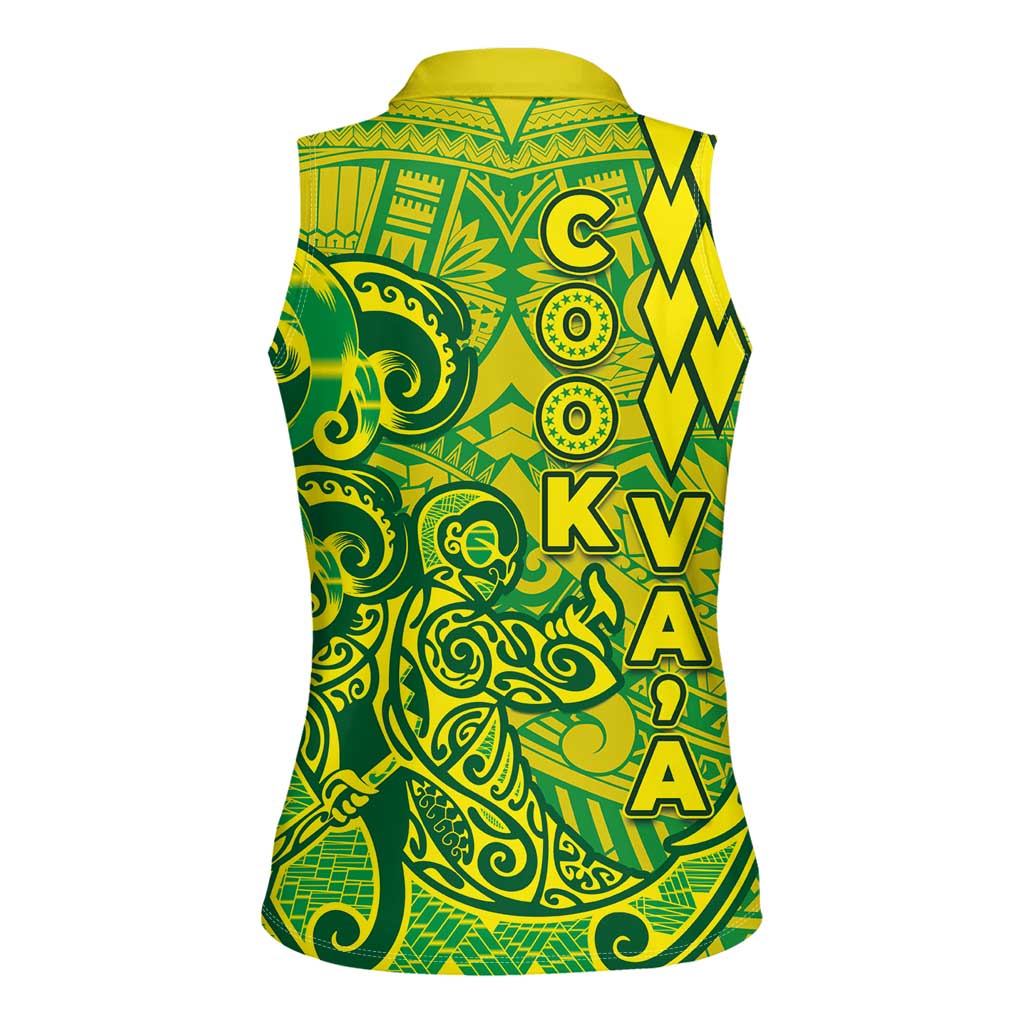 Cook Islands Va'a Polynesian Art Tattoo Women Sleeveless Polo Shirt National Color LT03 - Polynesian Pride