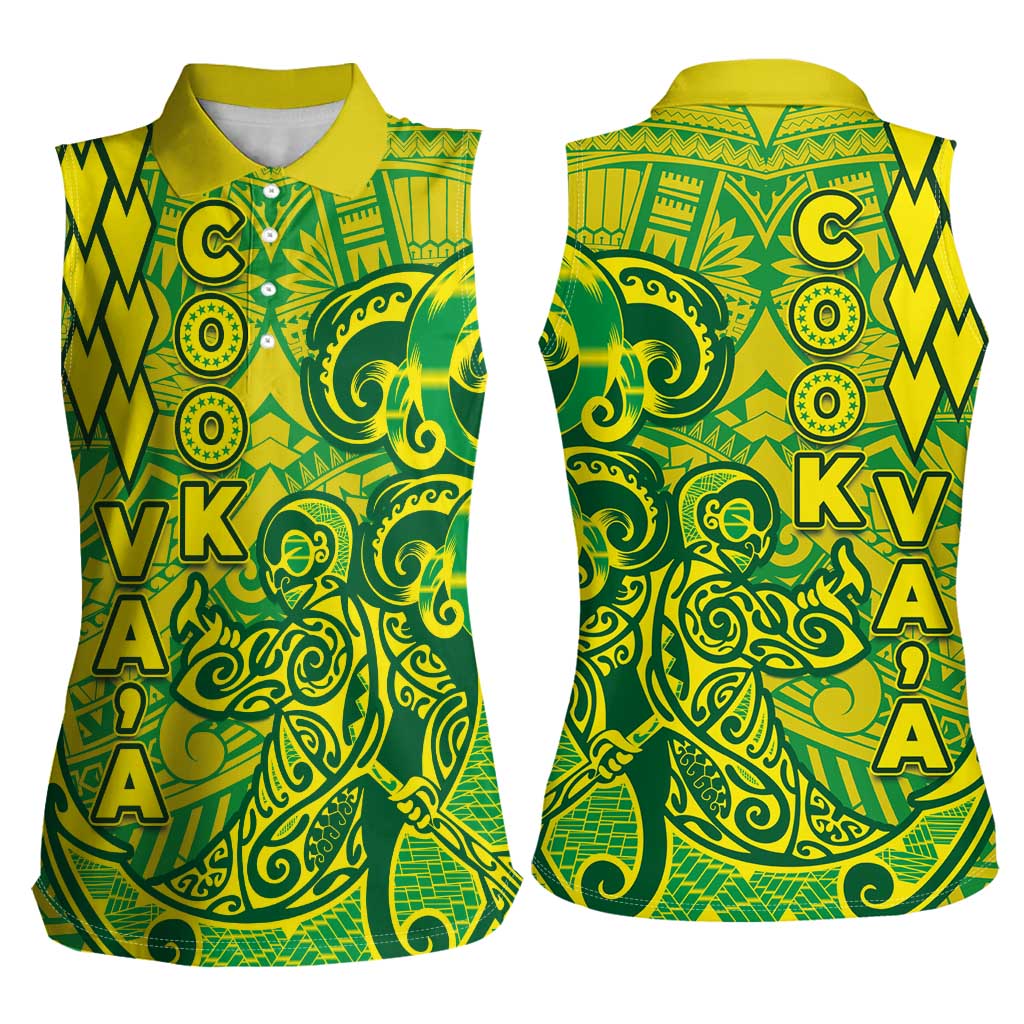 Cook Islands Va'a Polynesian Art Tattoo Women Sleeveless Polo Shirt National Color LT03 - Polynesian Pride