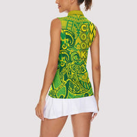 Cook Islands Va'a Polynesian Art Tattoo Women Sleeveless Polo Shirt National Color LT03 - Polynesian Pride