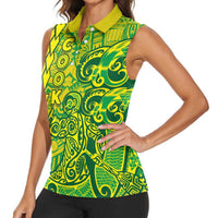 Cook Islands Va'a Polynesian Art Tattoo Women Sleeveless Polo Shirt National Color LT03 - Polynesian Pride