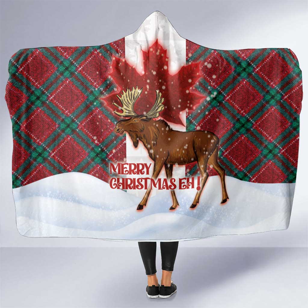 Canadian Christmas - Moose and Maple Retro Style Hooded Blanket