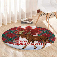 Canadian Christmas - Moose and Maple Retro Style Round Carpet