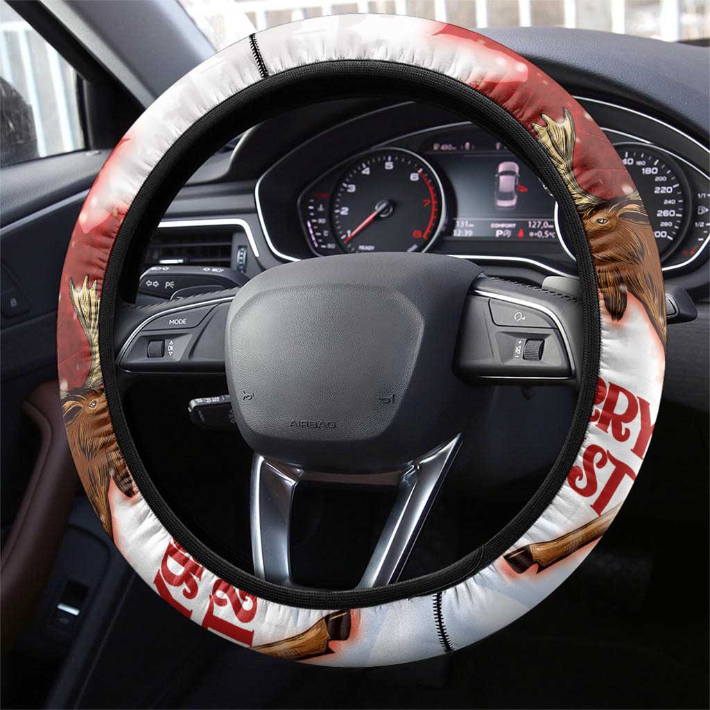 Canadian Christmas - Moose and Maple Retro Style Steering Wheel Cover