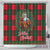 Santa and Higland Cows Scottish Christmas Shower Curtain Tartan Pattern