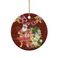 Hawaii Honu Mele Kalikimaka Ceramic Ornament Santa Tropical Flower Aloha Summer Red Version LT03 - Polynesian Pride