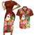 Hawaii Honu Mele Kalikimaka Couples Matching Short Sleeve Bodycon Dress and Hawaiian Shirt Santa Tropical Flower Aloha Summer Red Version LT03 Red - Polynesian Pride