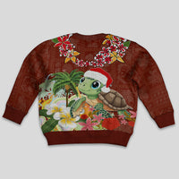 Hawaii Honu Mele Kalikimaka Kid Ugly Christmas Sweater Santa Tropical Flower Aloha Summer Red Version LT03 - Polynesian Pride