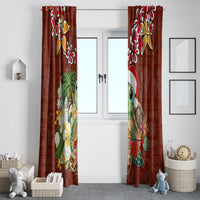 Hawaii Honu Mele Kalikimaka Window Curtain Santa Tropical Flower Aloha Summer Red Version LT03 - Polynesian Pride