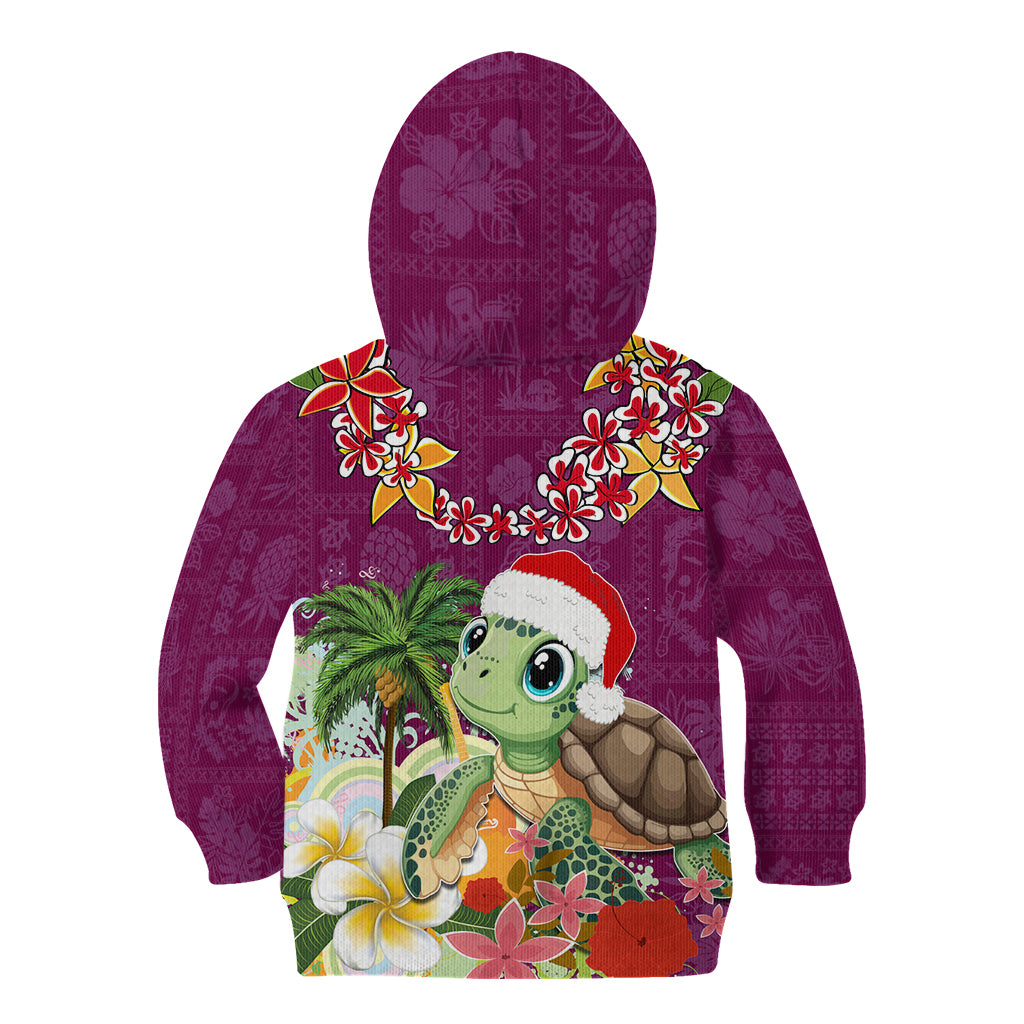 Hawaii Honu Mele Kalikimaka Kid Hoodie Santa Tropical Flower Aloha Summer Pink Version LT03 - Polynesian Pride