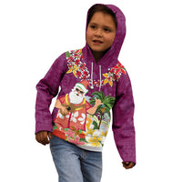 Hawaii Honu Mele Kalikimaka Kid Hoodie Santa Tropical Flower Aloha Summer Pink Version LT03 - Polynesian Pride