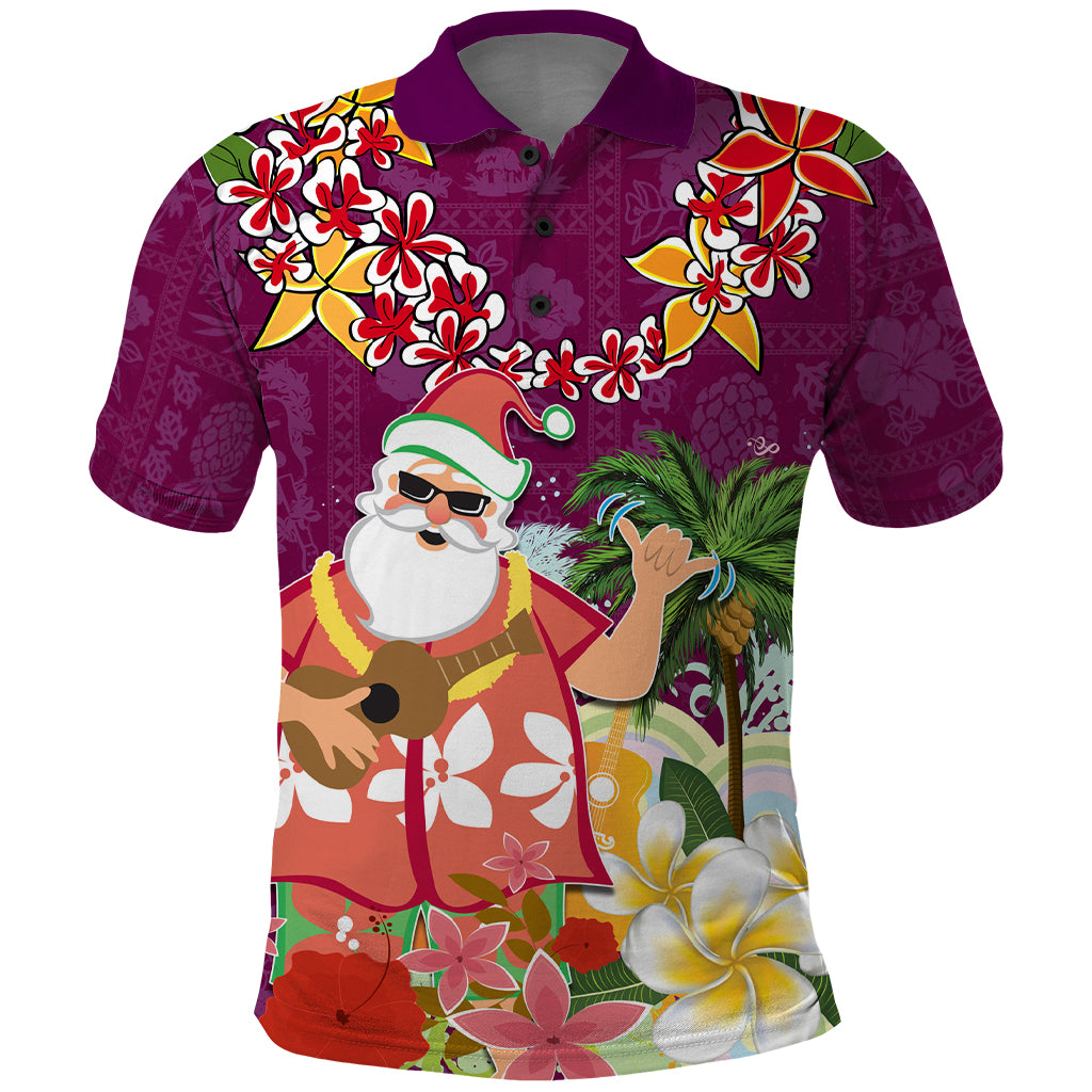 Hawaii Honu Mele Kalikimaka Polo Shirt Santa Tropical Flower Aloha Summer Pink Version LT03 Pink - Polynesian Pride