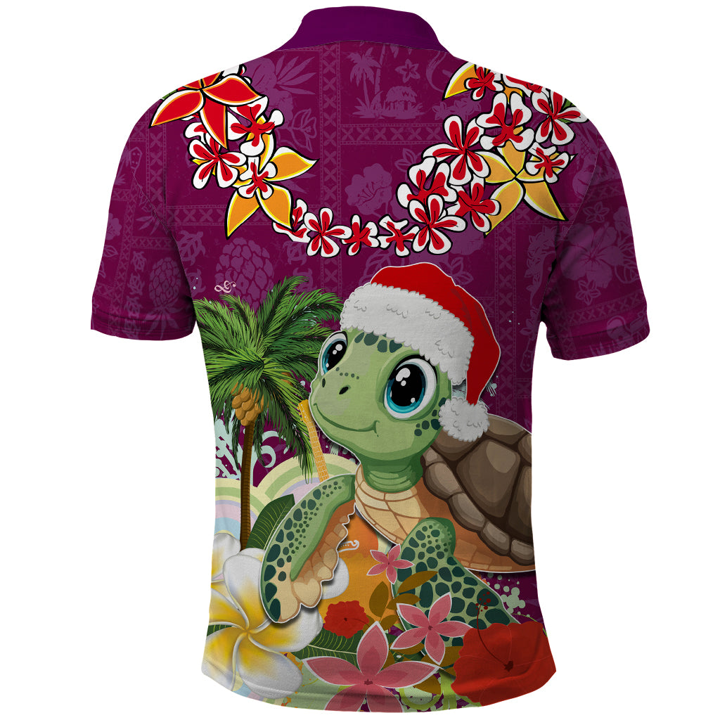 Hawaii Honu Mele Kalikimaka Polo Shirt Santa Tropical Flower Aloha Summer Pink Version LT03 - Polynesian Pride