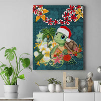 Hawaii Honu Mele Kalikimaka Canvas Wall Art Santa Tropical Flower Aloha Summer Turquoise Version LT03 Turquoise - Polynesian Pride