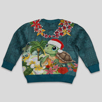 Hawaii Honu Mele Kalikimaka Kid Ugly Christmas Sweater Santa Tropical Flower Aloha Summer Turquoise Version LT03 - Polynesian Pride